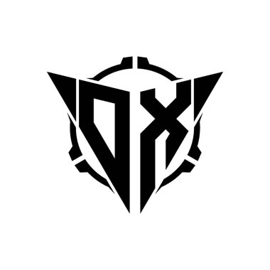 OX Oyun Logosu Geometrik modern Üçgen Yuvarlak Scope Sniper Taktik stili tasarımı izole arkaplan, minimal oyun logo tasarımı, keskin nişancı üçgen logosu logosu harfi.