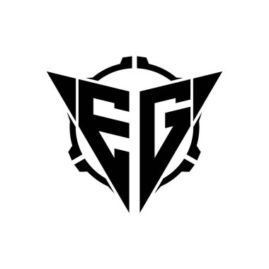 EG Oyun Logosu Geometrik modern Üçgen Yuvarlak Scope Sniper Taktik stili tasarımı izole arkaplan, minimalist oyun logosu tasarımı, keskin nişancı üçgen logosu logosu harfi.