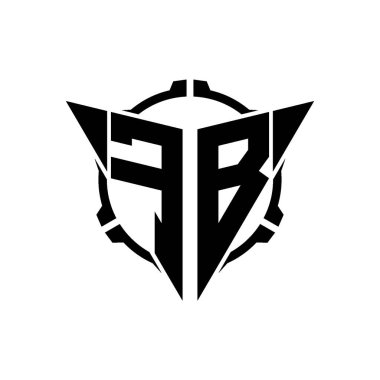 FB Oyun Logosu Geometrik modern Üçgen Yuvarlak Scope Sniper Taktik stili tasarımı izole arkaplan, minimal oyun logosu tasarımı, keskin nişancı üçgen logosu logosu harfi.