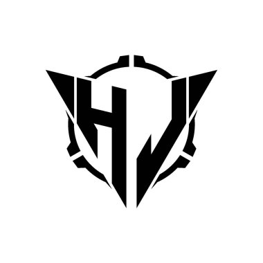 HL Oyun Logosu Geometrik modern Üçgen Yuvarlak Scope Sniper Taktik stili tasarımı izole arkaplan, minimal oyun logo tasarımı, keskin nişancı üçgen logo logosu harfi.