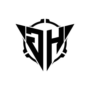 GH Oyun Logosu Geometrik modern Üçgen Yuvarlak Dürbünlü Keskin Nişancı Taktik Stili tasarımı izole arkaplan, minimal oyun logosu tasarımı, keskin nişancı üçgen logosu logosu.