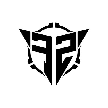 FZ Oyun Logosu Geometrik modern Üçgen Yuvarlak Scope Sniper Taktik stili tasarımı izole arkaplan, minimal oyun logo tasarımı, keskin nişancı üçgen logosu logosu harfi.
