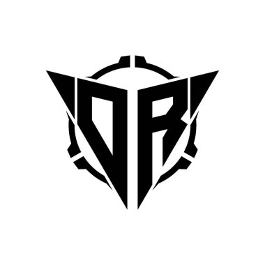 OR Oyun Logosu Geometrik modern Üçgen Yuvarlak Dürbünlü Keskin Nişancı Taktik Stili Tasarımı izole arka planda, minimal oyun logosu tasarımı, keskin nişancı üçgen logosu logosu.
