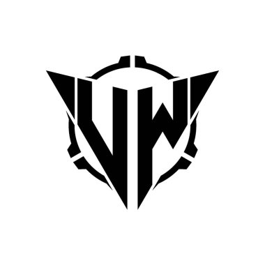 VW Oyun Logosu Geometrik modern Üçgen Yuvarlak Scope Sniper Taktik stili tasarımı izole arkaplan, minimal oyun logosu tasarımı, keskin nişancı üçgen logosu logosu harfi.