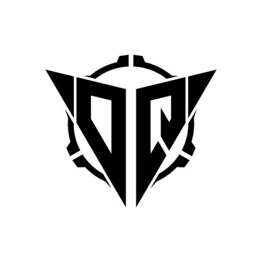 OQ Oyun Logosu Geometrik modern Üçgen Yuvarlak Scope Sniper Taktik stili tasarımı izole arkaplan, minimal oyun logo tasarımı, keskin nişancı üçgen logosu logosu harfi.