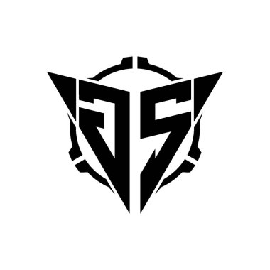 GS Oyun Logosu Geometrik modern Üçgen Yuvarlak Dürbünlü Keskin Nişancı Taktik Stili tasarımı izole arkaplan, minimal oyun logosu tasarımı, keskin nişancı üçgen logosu logosu.