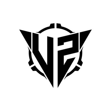 VZ Oyun Logosu Geometrik modern Üçgen Yuvarlak Scope Sniper Taktik stili tasarımı izole arkaplan, minimal oyun logosu tasarımı, keskin nişancı üçgen logo logosu harfi.