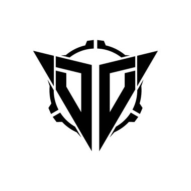 DD Oyun Logosu Geometrik modern Üçgen Yuvarlak Dürbünlü Keskin Nişancı Taktik Stili Tasarımı izole arka planda, minimal oyun logosu tasarımı, keskin nişancı üçgen logosu logosu.