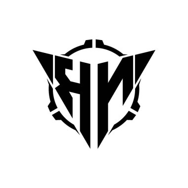 KN Oyun Logosu Geometrik modern Üçgen Yuvarlak Scope Sniper Taktik stili tasarımı izole arkaplan, minimal oyun logo tasarımı, keskin nişancı üçgen logosu logosu harfi.