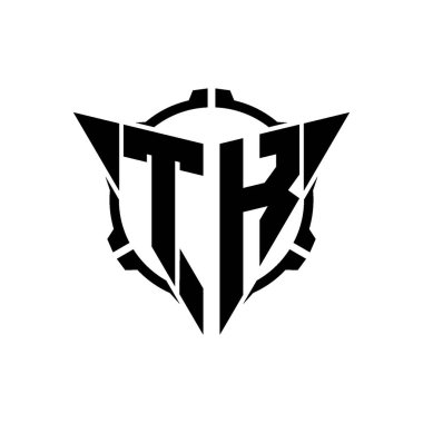 TK Oyun Logosu Geometrik Modern Üçgen Yuvarlak Dürbünlü Keskin Nişancı Taktik Stili tasarımı izole arkaplan, minimal oyun logosu tasarımı, keskin nişancı üçgen logosu logosu.