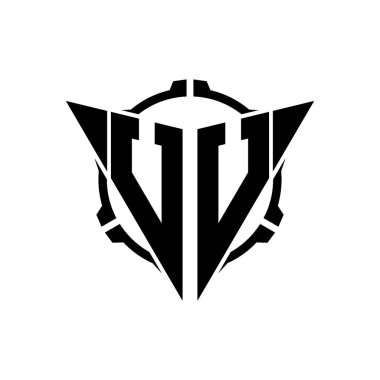 UU Oyun Logosu Geometrik modern Üçgen Yuvarlak Scope Sniper Taktik stili tasarımı izole arkaplan, minimal oyun logosu tasarımı, keskin nişancı üçgen logosu logosu harfi.