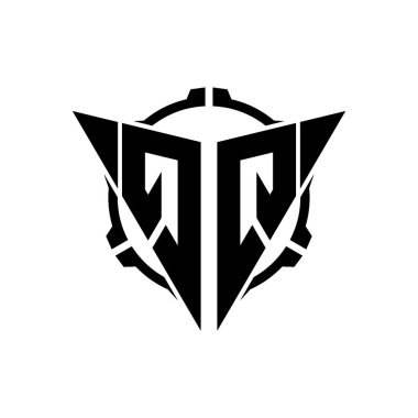 QQ Oyun Logosu Geometrik modern Üçgen Yuvarlak Scope Sniper Taktik stili tasarımı izole arkaplan, minimal oyun logo tasarımı, keskin nişancı üçgen logosu logosu harfi.