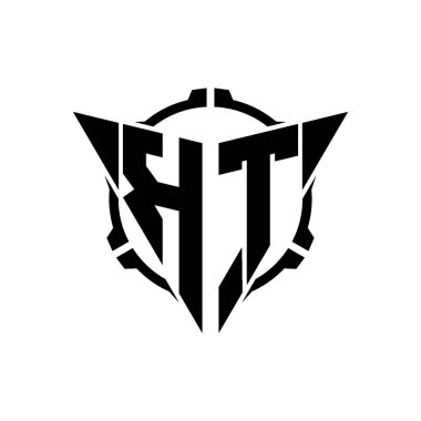 KT Oyun Logosu Geometrik modern Üçgen Yuvarlak Scope Sniper Taktik stili tasarımı izole arkaplan, minimal oyun logosu tasarımı, keskin nişancı üçgen logosu logosu harfi.