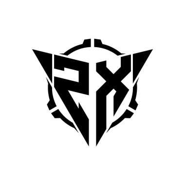 ZX Oyun Logosu Geometrik modern Üçgen Yuvarlak Scope Sniper Taktik stili tasarımı izole arkaplan, minimal oyun logosu tasarımı, keskin nişancı üçgen logosu logosu harfi.