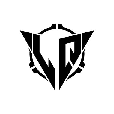 LQ Oyun Logosu Geometrik modern Üçgen Yuvarlak Scope Sniper Taktik stili tasarımı izole arkaplan, minimal oyun logosu tasarımı, keskin nişancı üçgen logosu logosu harfi.
