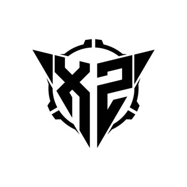 XZ Oyun Logosu Geometrik modern Üçgen Yuvarlak Scope Sniper Taktik stili tasarımı izole arkaplan, minimal oyun logo tasarımı, keskin nişancı üçgen logosu logosu harfi.