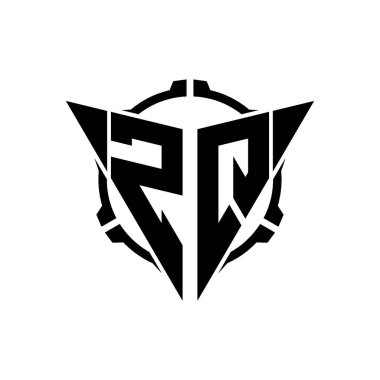 ZQ Oyun Logosu Geometrik modern Üçgen Yuvarlak Scope Sniper Taktik stili tasarımı izole arkaplan, minimal oyun logo tasarımı, keskin nişancı üçgen logosu logosu harfi.
