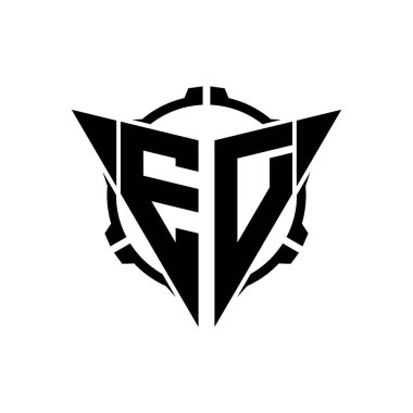 Geometrik modern Üçgen Yuvarlak Dürbünlü Keskin Nişancı Taktik Stili tasarımı, izole arkaplan, minimalist oyun logosu tasarımı, keskin nişancı üçgeni logosu logosu.