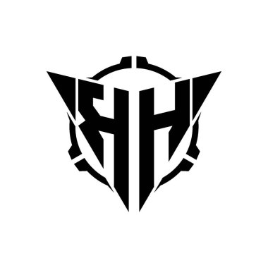 KH Oyun Logosu Geometrik modern Üçgen Yuvarlak Scope Sniper Taktik stili tasarımı izole arkaplan, minimal oyun logo tasarımı, keskin nişancı üçgen logosu logosu harfi.