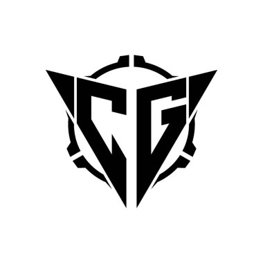 CG Oyun Logosu Geometrik Modern Üçgen Yuvarlak Scope Sniper Taktik Stil Tasarımı izole arkaplan, minimal oyun logo tasarımı, keskin nişancı üçgen logo harfi.