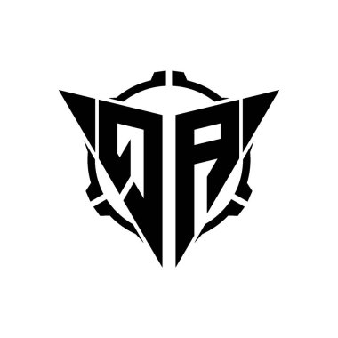 QA Oyun Logosu Geometrik modern Üçgen Yuvarlak Scope Sniper Taktik stili tasarımı izole arkaplan, minimal oyun logo tasarımı, keskin nişancı üçgen logosu logosu harfi.