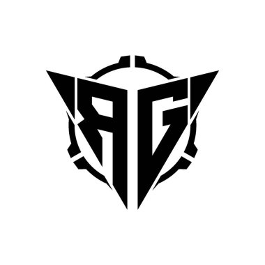 RG Oyun Logosu Geometrik modern Üçgen Yuvarlak Scope Sniper Taktik stili tasarımı izole arkaplan, minimalist oyun logosu tasarımı, keskin nişancı üçgen logosu logosu harfi.