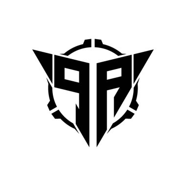 PA Oyun Logosu Geometrik modern Üçgen Yuvarlak Dürbünlü Keskin Nişancı Taktik Stili Tasarımı izole arka planda, minimal oyun logosu tasarımı, keskin nişancı üçgen logosu logosu.