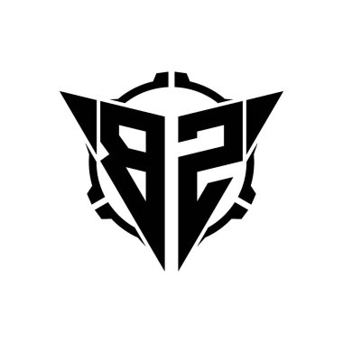 BZ Oyun Logosu Geometrik modern Üçgen Yuvarlak Scope Sniper Taktik stili tasarımı izole arkaplan, minimal oyun logo tasarımı, keskin nişancı üçgen logosu logosu harfi.