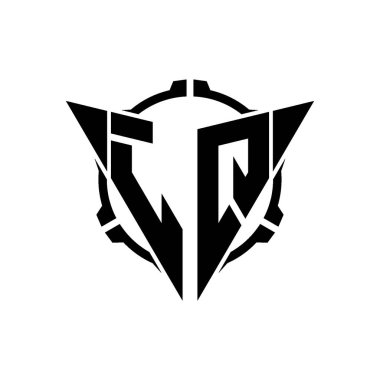 JQ Oyun Logosu Geometrik modern Üçgen Yuvarlak Scope Sniper Taktik stili tasarımı izole arkaplan, minimalist oyun logosu tasarımı, keskin nişancı üçgen logosu logosu harfi.