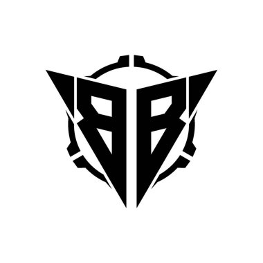 BB Oyun Logosu Geometrik modern Üçgen Yuvarlak Scope Sniper Taktik stili tasarımı izole arkaplan, minimal oyun logosu tasarımı, keskin nişancı üçgen logosu logosu harfi.