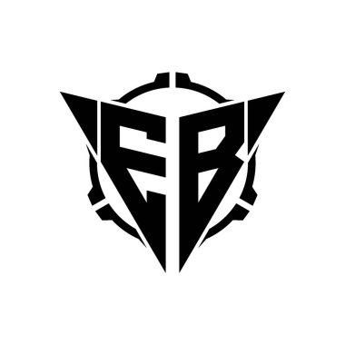 EB Oyun Logosu Geometrik modern Üçgen Yuvarlak Scope Sniper Taktik stili tasarımı izole arkaplan, minimal oyun logosu tasarımı, keskin nişancı üçgen logosu logosu harfi.