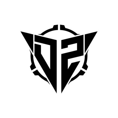 DZ Oyun Logosu Geometrik modern Üçgen Yuvarlak Scope Sniper Taktik stili tasarımı izole arkaplan, minimal oyun logosu tasarımı, keskin nişancı üçgen logo logosu harfi.