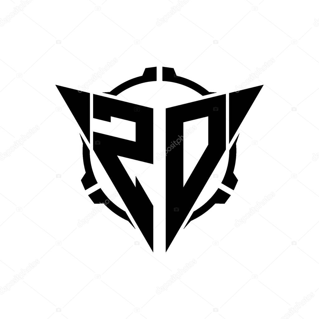 ZO Gaming Logo Initial with geometric modern Triangle rounded Scope Sniper Tactical style design in isolated background, minimalist gaming monogram logo design, sniper shoot triangle logo letter.