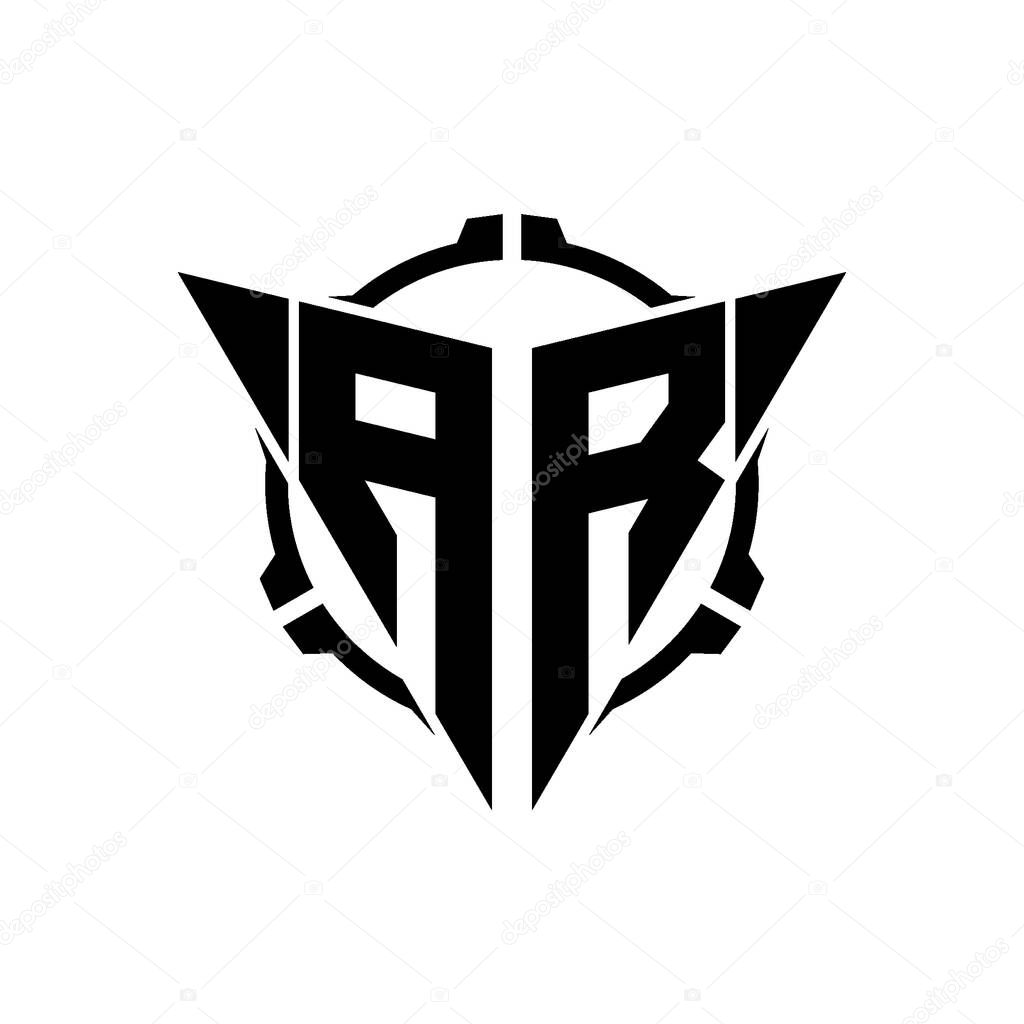 AR Gaming Logo Initial with geometric modern Triangle rounded Scope Sniper Tactical style design in isolated background, minimalist gaming monogram logo design, sniper shoot triangle logo letter.