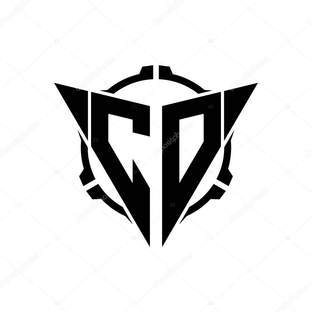 CO Gaming Logo Initial with geometric modern Triangle rounded Scope Sniper Tactical style design in isolated background, minimalist gaming monogram logo design, sniper shoot triangle logo letter.