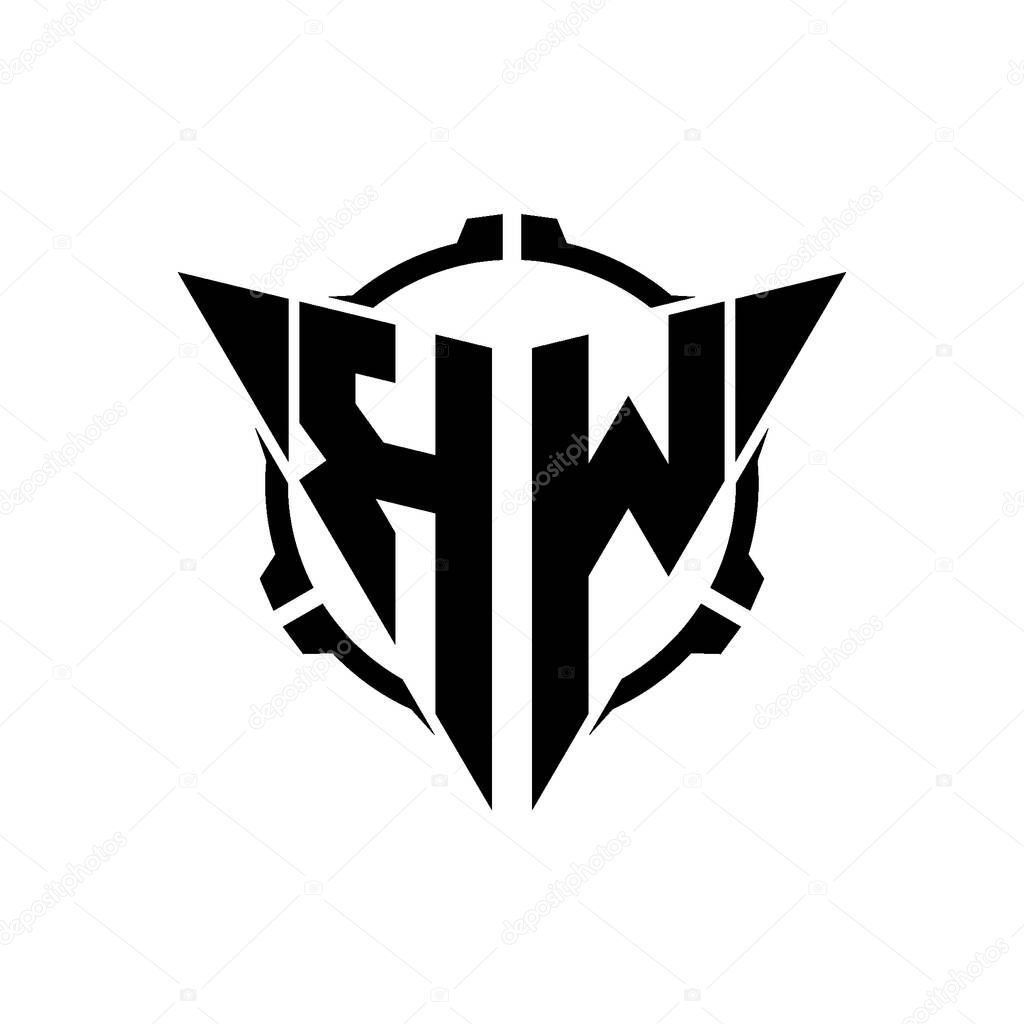 KW Gaming Logo Initial with geometric modern Triangle rounded Scope Sniper Tactical style design in isolated background, minimalist gaming monogram logo design, sniper shoot triangle logo letter.