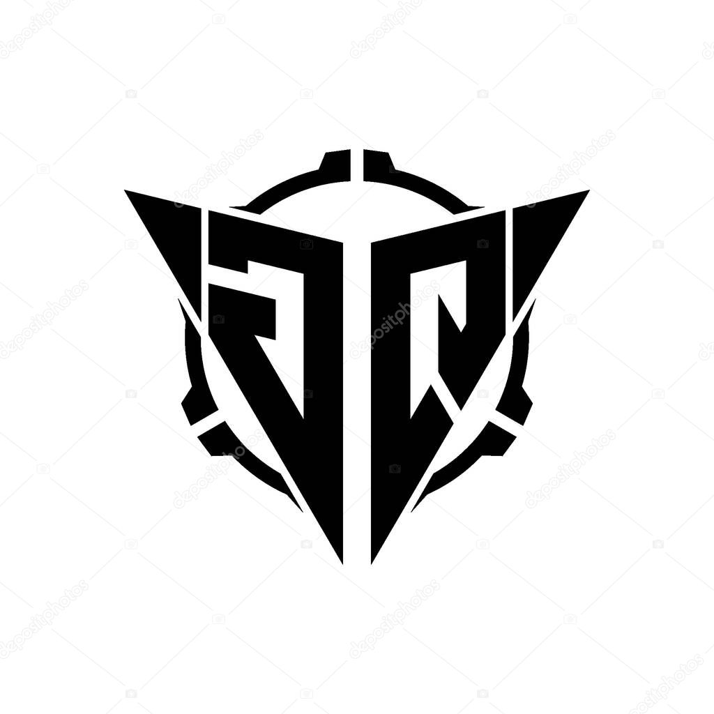 GQ Gaming Logo Initial with geometric modern Triangle rounded Scope Sniper Tactical style design in isolated background, minimalist gaming monogram logo design, sniper shoot triangle logo letter.