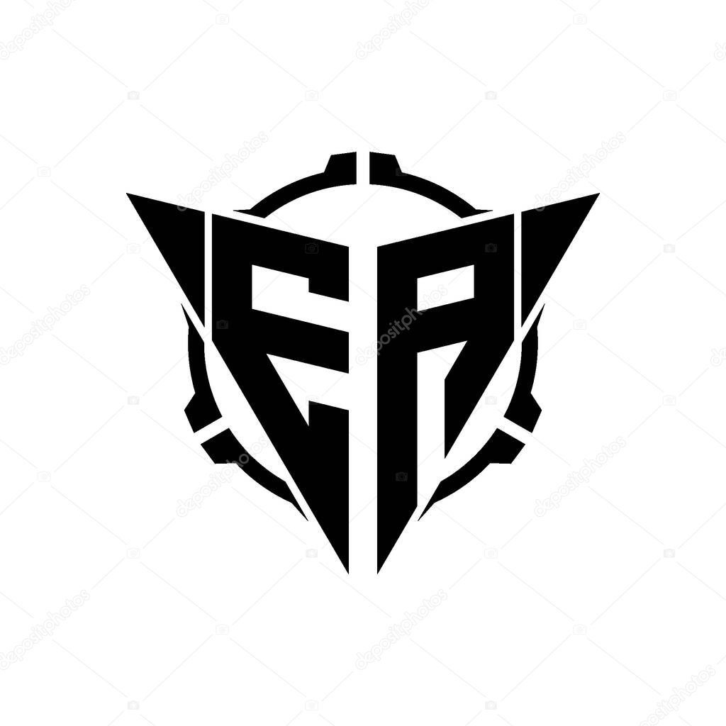 EA Gaming Logo Initial with geometric modern Triangle rounded Scope Sniper Tactical style design in isolated background, minimalist gaming monogram logo design, sniper shoot triangle logo letter.