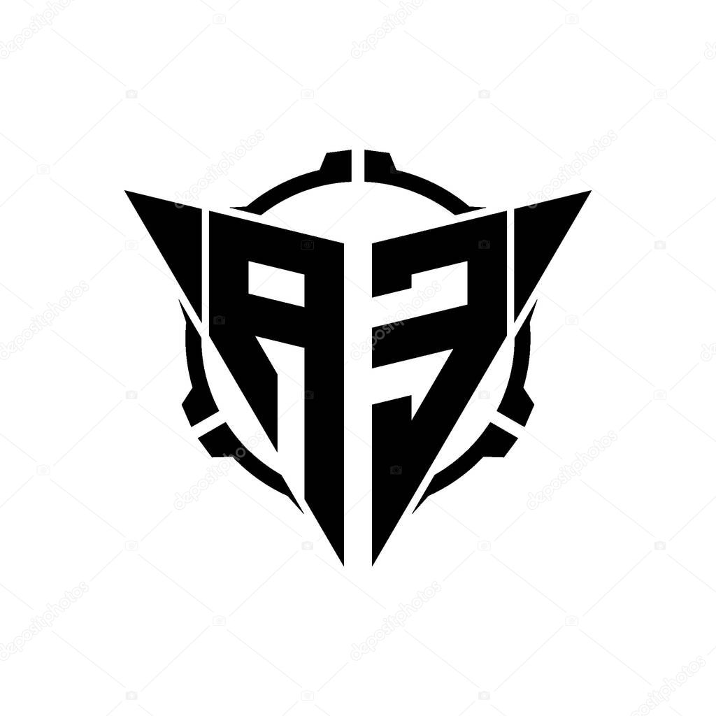 AE Gaming Logo Initial with geometric modern Triangle rounded Scope Sniper Tactical style design in isolated background, minimalist gaming monogram logo design, sniper shoot triangle logo letter.