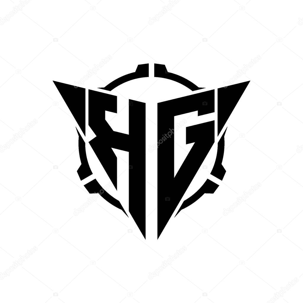KG Gaming Logo Initial with geometric modern Triangle rounded Scope Sniper Tactical style design in isolated background, minimalist gaming monogram logo design, sniper shoot triangle logo letter.