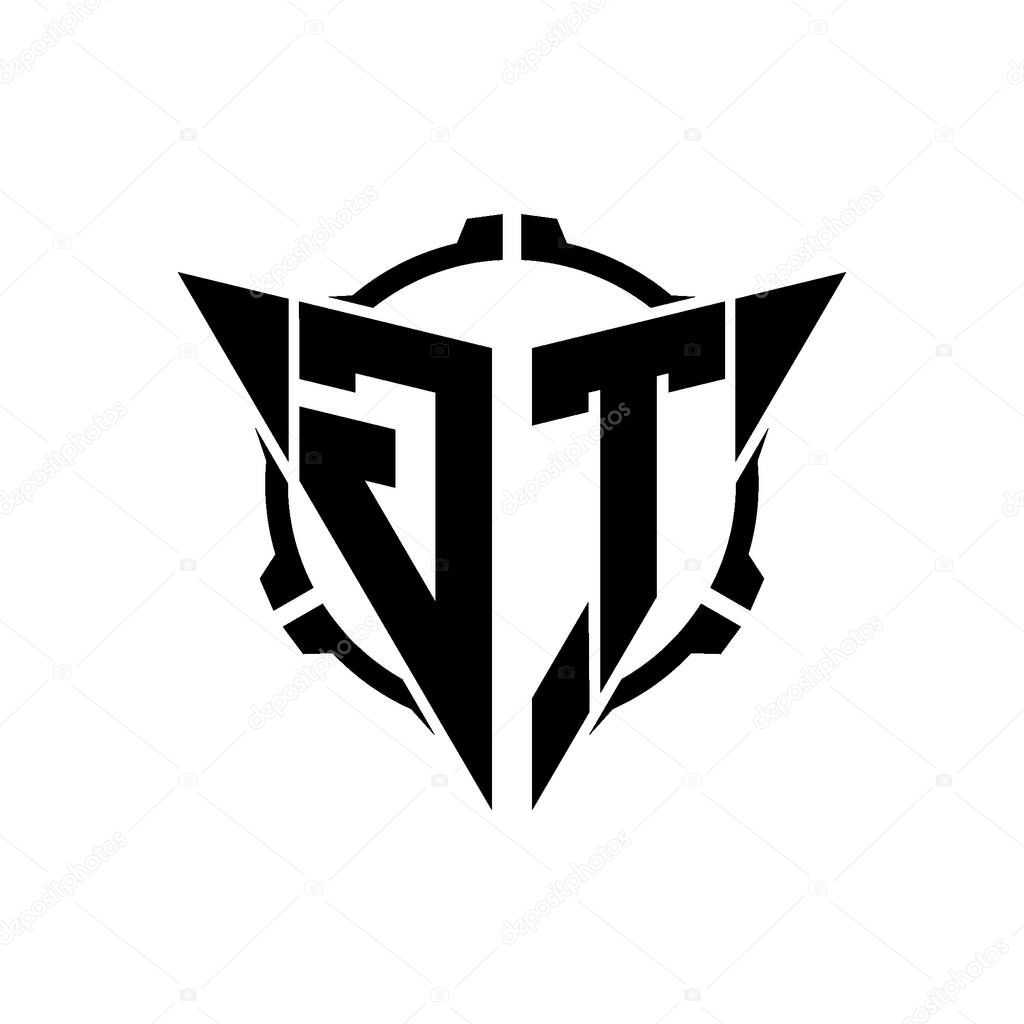 GT Gaming Logo Initial with geometric modern Triangle rounded Scope Sniper Tactical style design in isolated background, minimalist gaming monogram logo design, sniper shoot triangle logo letter.