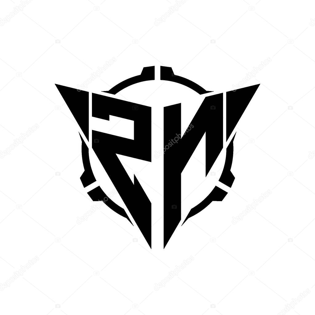 ZN Gaming Logo Initial with geometric modern Triangle rounded Scope Sniper Tactical style design in isolated background, minimalist gaming monogram logo design, sniper shoot triangle logo letter.