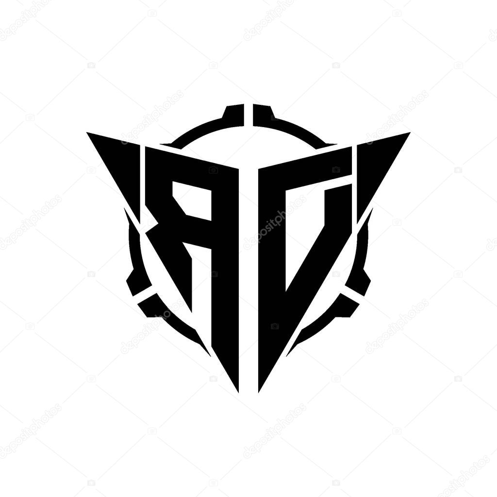 RD Gaming Logo Initial with geometric modern Triangle rounded Scope Sniper Tactical style design in isolated background, minimalist gaming monogram logo design, sniper shoot triangle logo letter.