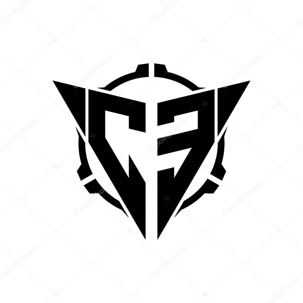 CE Gaming Logo Initial with geometric modern Triangle rounded Scope Sniper Tactical style design in isolated background, minimalist gaming monogram logo design, sniper shoot triangle logo letter.