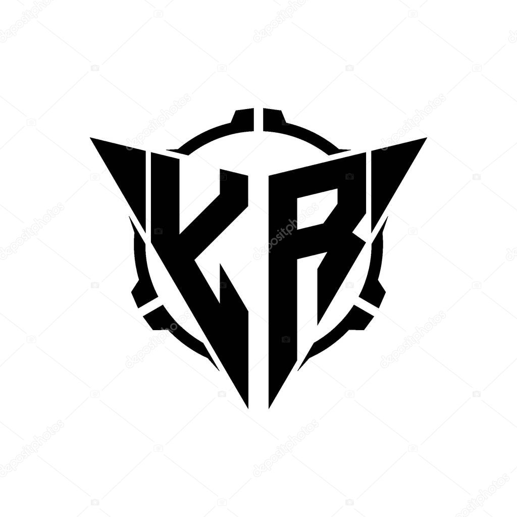 YR Gaming Logo Initial with geometric modern Triangle rounded Scope Sniper Tactical style design in isolated background, minimalist gaming monogram logo design, sniper shoot triangle logo letter.