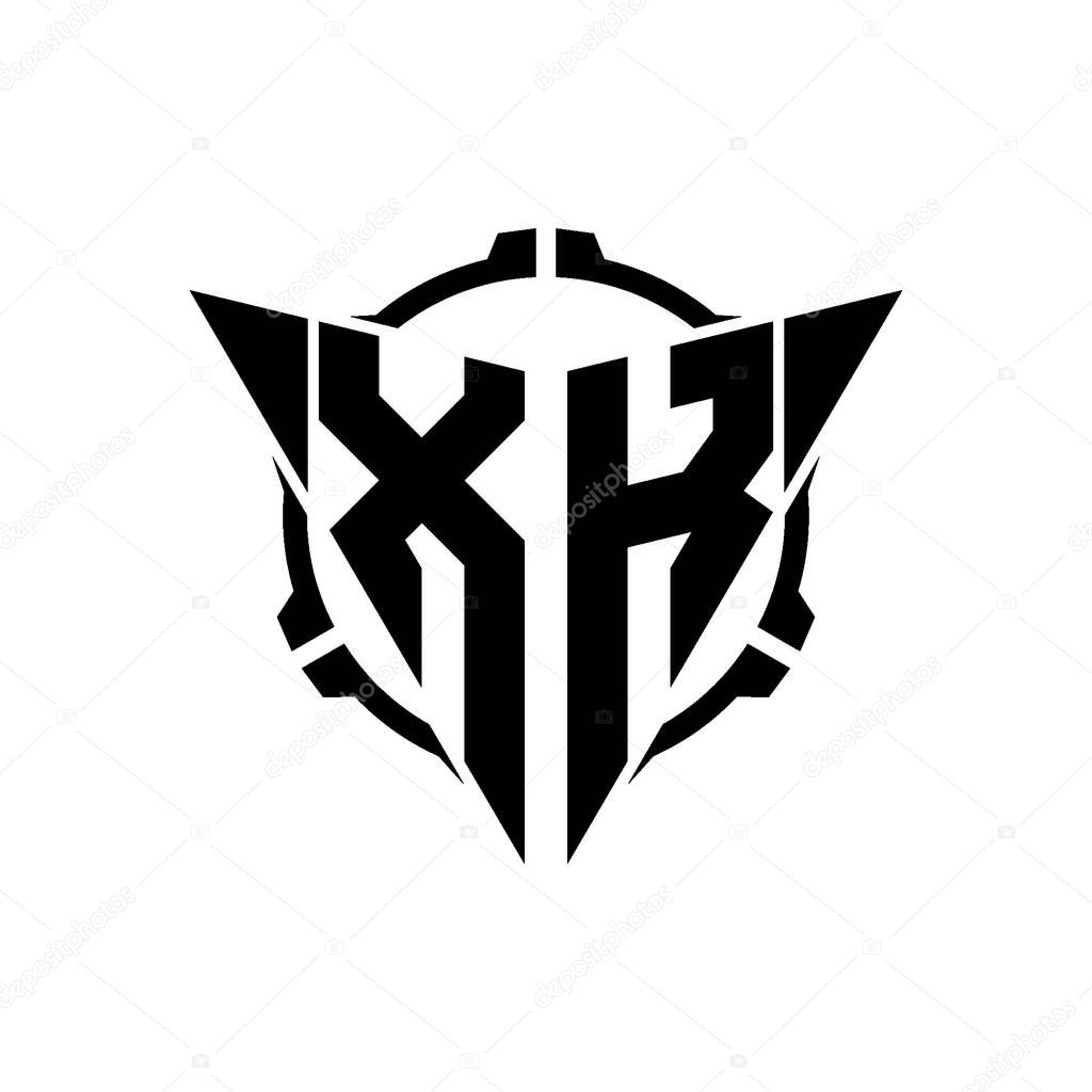 XK Gaming Logo Initial with geometric modern Triangle rounded Scope Sniper Tactical style design in isolated background, minimalist gaming monogram logo design, sniper shoot triangle logo letter.