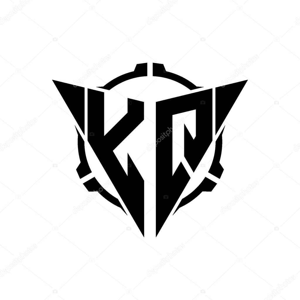 YQ Gaming Logo Initial with geometric modern Triangle rounded Scope Sniper Tactical style design in isolated background, minimalist gaming monogram logo design, sniper shoot triangle logo letter.