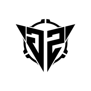 GZ Oyun Logosu Geometrik modern Üçgen Yuvarlak Scope Sniper Taktik stili tasarımı izole arkaplan, minimal oyun logosu tasarımı, keskin nişancı üçgen logo logosu harfi.