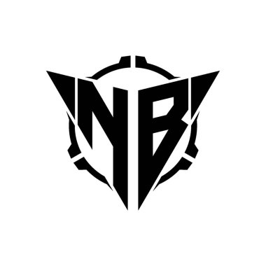NB Oyun Logosu Geometrik modern Üçgen Yuvarlak Scope Sniper Taktik stili tasarımı izole arkaplan, minimal oyun logo tasarımı, keskin nişancı üçgen logosu logosu harfi.