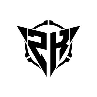 ZK Oyun Logosu Geometrik modern Üçgen Yuvarlak Scope Sniper Taktik stili tasarımı izole arkaplan, minimalist oyun logosu tasarımı, keskin nişancı üçgen logosu logosu harfi.